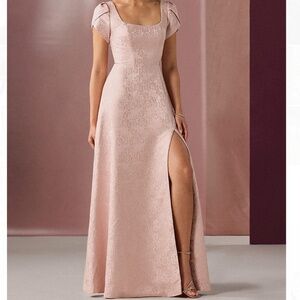 Azazie floral blush pink bridesmaid dress